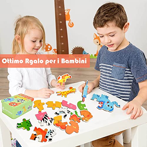 Puzzle di Legno Puzzle Bambini 3 Anni Puzzle Educativi Giocattoli Colorati Montessori per Ragazzo e Ragazza con Scatola di Metallo Regalo (Colorato) - immagine 6