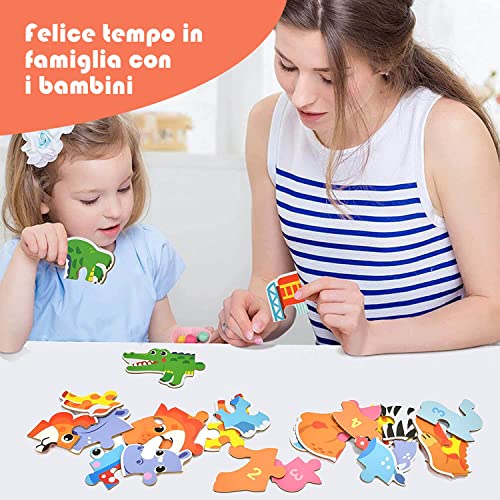 Puzzle di Legno Puzzle Bambini 3 Anni Puzzle Educativi Giocattoli Colorati Montessori per Ragazzo e Ragazza con Scatola di Metallo Regalo (Colorato) - immagine 7