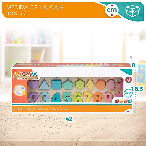WOOMAX 49368-Woomax-puzzle legno numeri e forme +24 m, Colori pastello, normal, 49368 - immagine 6
