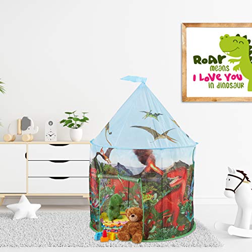 relaxdays Tenda per Bambini con Dinosauri, Casetta Giocattolo per la Cameretta & Il Giardino, Indoor & Outdoor, Colorato, Multicolore, 10035296 - immagine 3