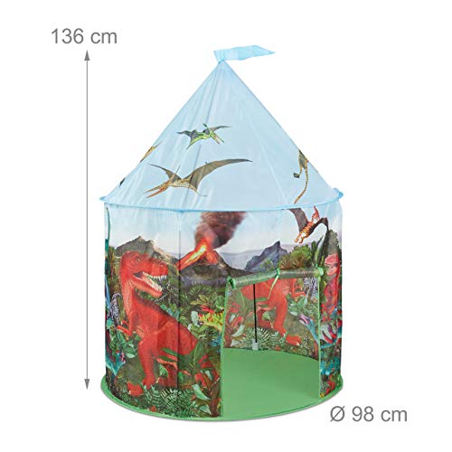 relaxdays Tenda per Bambini con Dinosauri, Casetta Giocattolo per la Cameretta & Il Giardino, Indoor & Outdoor, Colorato, Multicolore, 10035296 - immagine 5