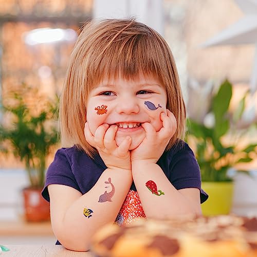 20 Fogli Tatuaggi per Bambini, Simpatici Tatuaggi Animali Marini per Bambini Ragazzi Ragazze Tatuaggio Temporaneo Animali Colorato per Bambini Feste di Compleanno (Stili Assortiti) - immagine 5
