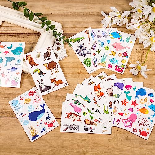 20 Fogli Tatuaggi per Bambini, Simpatici Tatuaggi Animali Marini per Bambini Ragazzi Ragazze Tatuaggio Temporaneo Animali Colorato per Bambini Feste di Compleanno (Stili Assortiti) - immagine 7