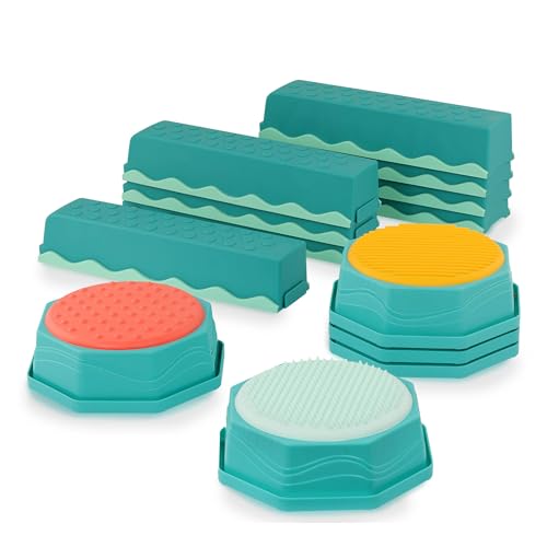 B. toys Beam Interlocking Balancing 5 Sensory Pads & 8 Beams – Active Play for Toddlers, Kids – 3 Years + – Balance & Build Set, Multicolore, BX2482DC1Z - immagine 2