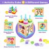Cubo di Abilità Motorie in Legno 6 in 1,Giocattolo per abilità motorie con 4 Set di colonne, Riconoscimento del Tempo,Riconoscimento dell'Oceano e Abbinamento di Forme,Giochi Regalo Bambini 1 2 3 - immagine 4
