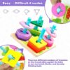 Cubo di Abilità Motorie in Legno 6 in 1,Giocattolo per abilità motorie con 4 Set di colonne, Riconoscimento del Tempo,Riconoscimento dell'Oceano e Abbinamento di Forme,Giochi Regalo Bambini 1 2 3 - immagine 5