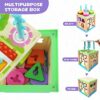 Cubo di Abilità Motorie in Legno 6 in 1,Giocattolo per abilità motorie con 4 Set di colonne, Riconoscimento del Tempo,Riconoscimento dell'Oceano e Abbinamento di Forme,Giochi Regalo Bambini 1 2 3 - immagine 7