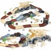 Dinosauro giocattolo pista, pista da corsa flessibile per bambini 3 4 5 6 anni, con 7 figure di dinosauro, 2 luci per veicoli elettrici - dinosauro mondo strada set da gioco per bambini