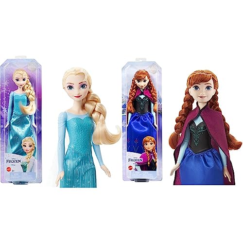 Disney Frozen - Elsa Bambola con Abito Esclusivo e Accessori Ispirati ai Film 1, Giocattolo per Bambini 3+ Anni, HLW47 & FR FD Core Doll-AA 1, Colore Anna-Frozen 1, 0194735120734