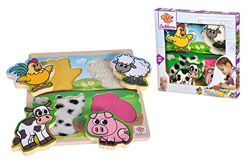 Eichhorn- Fühl-Puzzle mit Stoff Animali della Fattoria con Te x ciottoli in Legno, 5 Pezzi, 20 x 20 cm, per Bambini a Partire da Un Anno, Multicolore, 4003046004205 - immagine 9