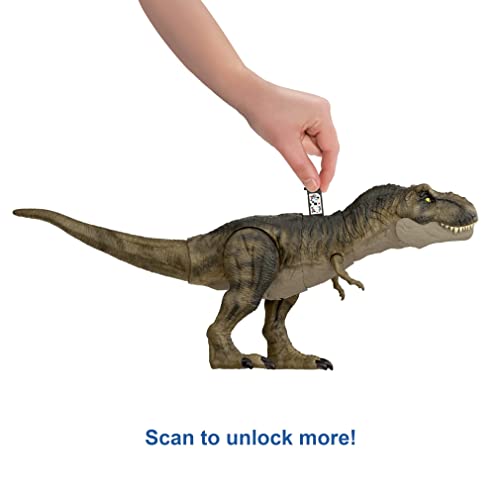 Jurassic World- Dinosauro articolato T-Rex Golpea e Devora con Suono. 54,78 cm Lunghezza Altezza 21,59 cm Giocattolo, Multicolore, único, HDY55 - immagine 6