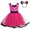 Lito Angels Vestito Costume Minnie per Bimba Bambina con Cerchietto, Taglia 18-24 Mesi, Rosa Caldo Pois (Etichetta in Tessuto 100)