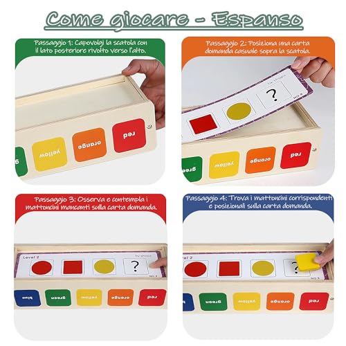 NapSoul Gioco di apprendimento Montessori per Bambini per ordinare Forme e Colori, Scatola di ordinamento con 39 Pezzi Colorati, Regalo di Compleanno per Bambini di 1, 2 e 3 Anni - immagine 4