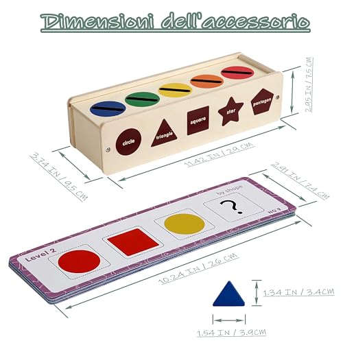 NapSoul Gioco di apprendimento Montessori per Bambini per ordinare Forme e Colori, Scatola di ordinamento con 39 Pezzi Colorati, Regalo di Compleanno per Bambini di 1, 2 e 3 Anni - immagine 6