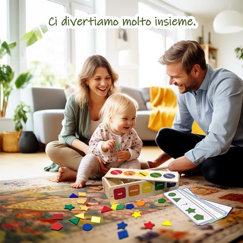 NapSoul Gioco di apprendimento Montessori per Bambini per ordinare Forme e Colori, Scatola di ordinamento con 39 Pezzi Colorati, Regalo di Compleanno per Bambini di 1, 2 e 3 Anni - immagine 7