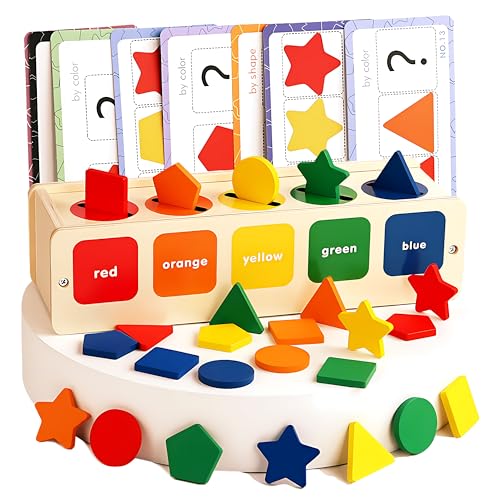 NapSoul Gioco di apprendimento Montessori per Bambini per ordinare Forme e Colori, Scatola di ordinamento con 39 Pezzi Colorati, Regalo di Compleanno per Bambini di 1, 2 e 3 Anni