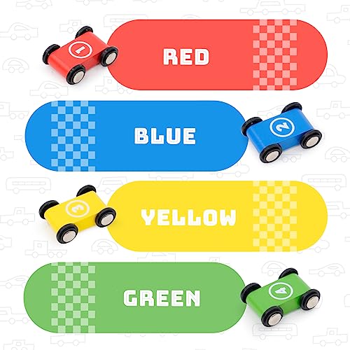 Pista Macchinine per Bambini 1 2 3 4 Anni,Pista Auto da Corsa con 4 Mini Macchinine e 2 Parcheggi,Resistente e Sicura,Gioco Educativo Colorato e Divertente - immagine 3