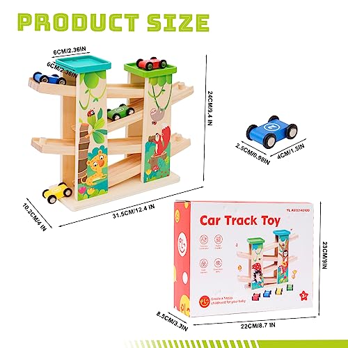 Pista Macchinine per Bambini 1 2 3 4 Anni,Pista Auto da Corsa con 4 Mini Macchinine e 2 Parcheggi,Resistente e Sicura,Gioco Educativo Colorato e Divertente - immagine 6