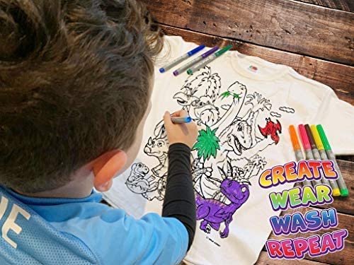 Splat Planet Maglietta da colorare con unicorno, con 10 penne magiche atossiche lavabili, da colorare e lavare - immagine 5