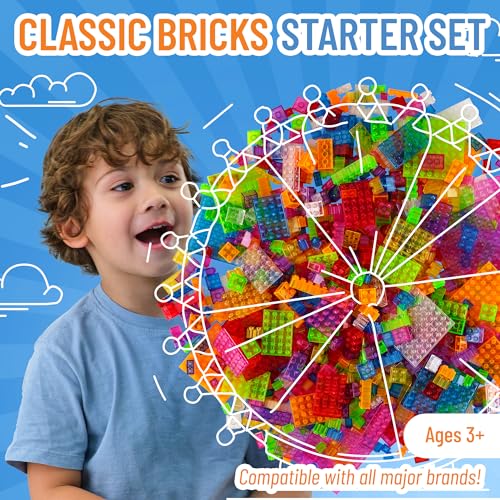Strictly Briks - 1008 pezzi costruzioni classiche - set di mattoncini per costruzioni - 100% compatibile con tutte le principali marche - tenuta forte, 8 colore chiaro- 9 diverse forme e dimensioni - immagine 3