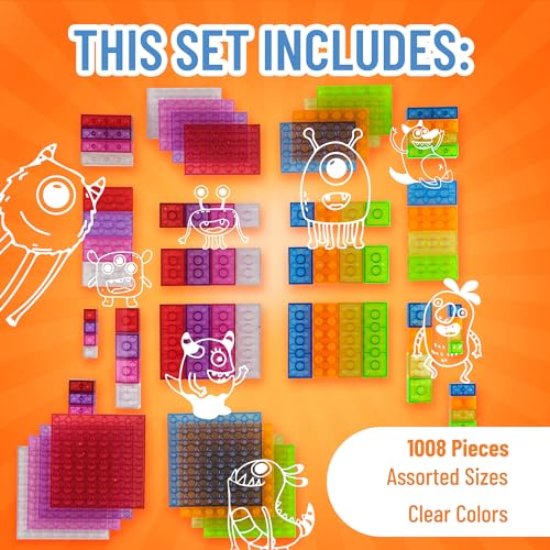 Strictly Briks - 1008 pezzi costruzioni classiche - set di mattoncini per costruzioni - 100% compatibile con tutte le principali marche - tenuta forte, 8 colore chiaro- 9 diverse forme e dimensioni - immagine 4