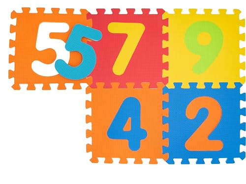 Teorema 72463 - Tappetini Puzzle con Numeri, 9 Pezzi, Colori e Numeri Assortiti