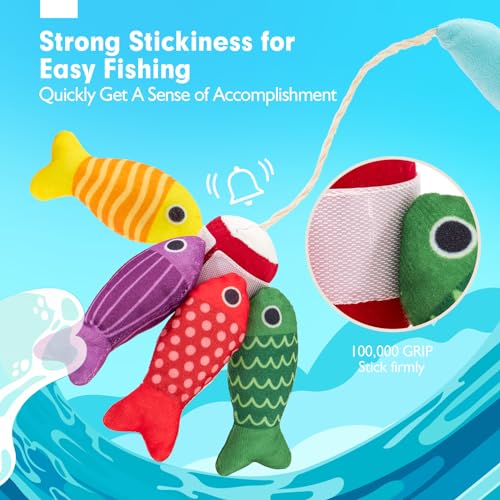 hahaland Giochi Montessori 1 Anno - Gioco Pesca Colorato Bambino, con 15 Pesci Morbidi, Giocattoli Educativo per 12-18 Mesi, Regali per Bambini 1 2 Anni - immagine 4