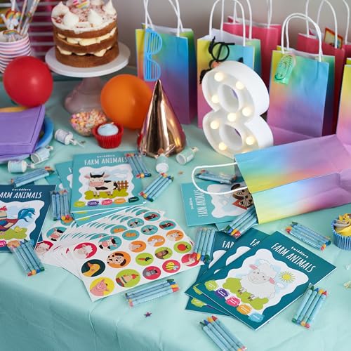 12 Mini Libri da Colorare per Bambini, Formato A5 - Divertenti Disegni Assortiti (16) con Pennarelli (4) e Adesivi Inclusi – Regalini Fine Festa Fai da Te per Bimbi e Bimbe da 4 a 8 Anni - immagine 3