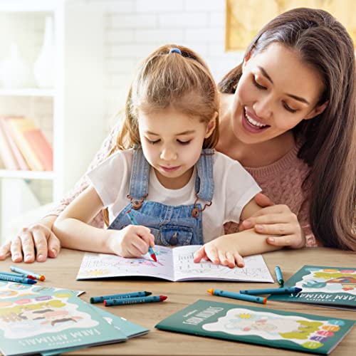 12 Mini Libri da Colorare per Bambini, Formato A5 - Divertenti Disegni Assortiti (16) con Pennarelli (4) e Adesivi Inclusi – Regalini Fine Festa Fai da Te per Bimbi e Bimbe da 4 a 8 Anni - immagine 5