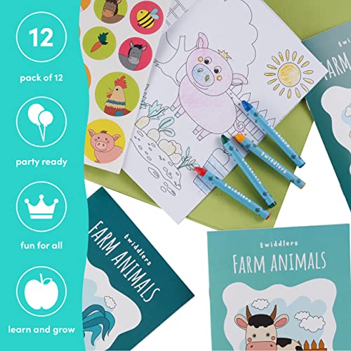 12 Mini Libri da Colorare per Bambini, Formato A5 - Divertenti Disegni Assortiti (16) con Pennarelli (4) e Adesivi Inclusi – Regalini Fine Festa Fai da Te per Bimbi e Bimbe da 4 a 8 Anni - immagine 6
