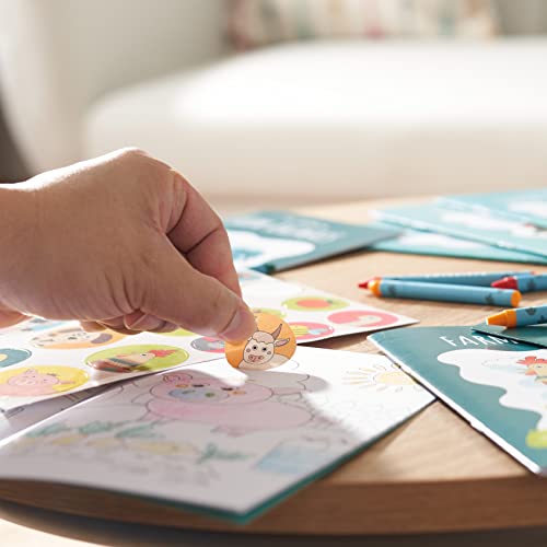 12 Mini Libri da Colorare per Bambini, Formato A5 - Divertenti Disegni Assortiti (16) con Pennarelli (4) e Adesivi Inclusi – Regalini Fine Festa Fai da Te per Bimbi e Bimbe da 4 a 8 Anni - immagine 7