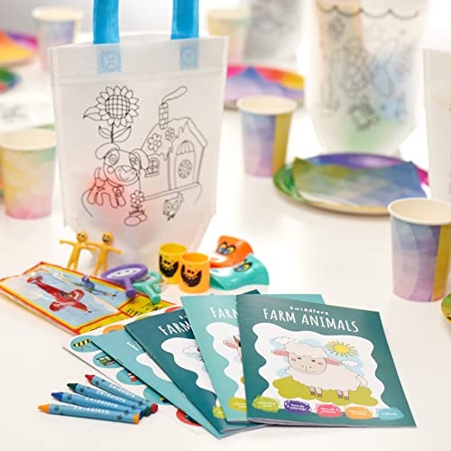 12 Mini Libri da Colorare per Bambini, Formato A5 - Divertenti Disegni Assortiti (16) con Pennarelli (4) e Adesivi Inclusi – Regalini Fine Festa Fai da Te per Bimbi e Bimbe da 4 a 8 Anni - immagine 9