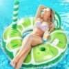 COOLJOYA Lettino da Piscina Gonfiabile Adulti | Galleggiante Gonfiabile per Piscina | Materassino Gonfiabile Mare Amaca Piscina con Maniglia e Portabicchieri 91T