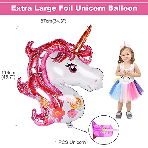 Decorazioni Compleanno Unicorno Bambina,Decorazioni Feste Rosa Ragazza con Unicorno Palloncino Bianco Rosa,Pom Carta,Happy Birthday Banner per Ragazze Decorazioni Feste di Compleanno - immagine 4