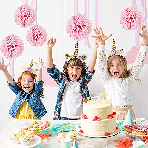 Decorazioni Compleanno Unicorno Bambina,Decorazioni Feste Rosa Ragazza con Unicorno Palloncino Bianco Rosa,Pom Carta,Happy Birthday Banner per Ragazze Decorazioni Feste di Compleanno - immagine 5