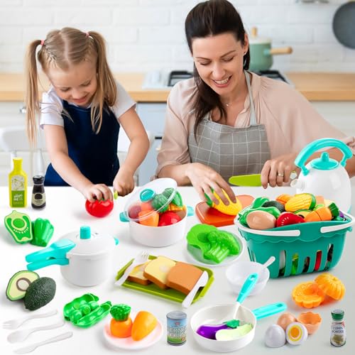 EFO SHM Cucina Giocattolo per Bambini, Accessori per la Cucina dei Giochi, Set di Pentole e Padelle, Taglio Cibo Verdura Chef Gioco, Giochi di Ruolo per Bambini 3 + Anni - immagine 4