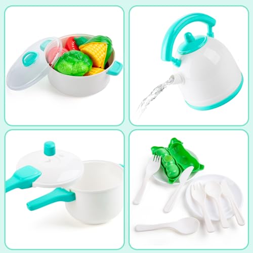 EFO SHM Cucina Giocattolo per Bambini, Accessori per la Cucina dei Giochi, Set di Pentole e Padelle, Taglio Cibo Verdura Chef Gioco, Giochi di Ruolo per Bambini 3 + Anni - immagine 6