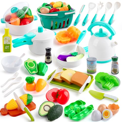 EFO SHM Cucina Giocattolo per Bambini, Accessori per la Cucina dei Giochi, Set di Pentole e Padelle, Taglio Cibo Verdura Chef Gioco, Giochi di Ruolo per Bambini 3 + Anni