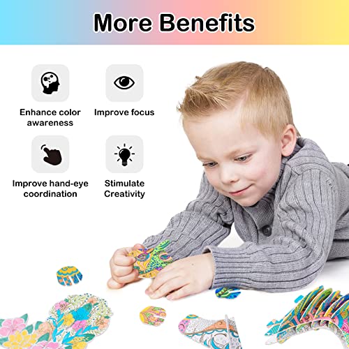 Hautton Set di Puzzle 3D da Colorare, Colorare Arte Creativa Pittura Divertente Set di Artigianato per la Famiglia Attività, Regali di Natale e Capodanno per Bambini sopra i 5 Anni -Unicorno - immagine 4