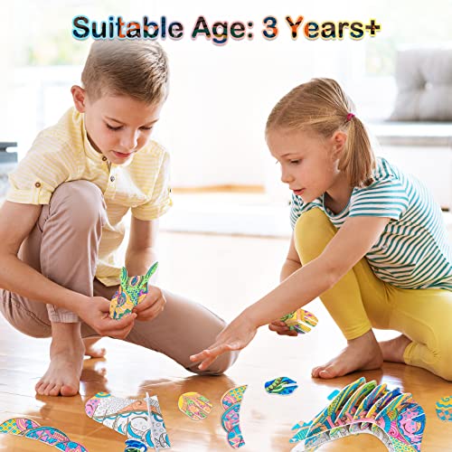 Hautton Set di Puzzle 3D da Colorare, Colorare Arte Creativa Pittura Divertente Set di Artigianato per la Famiglia Attività, Regali di Natale e Capodanno per Bambini sopra i 5 Anni -Unicorno - immagine 5