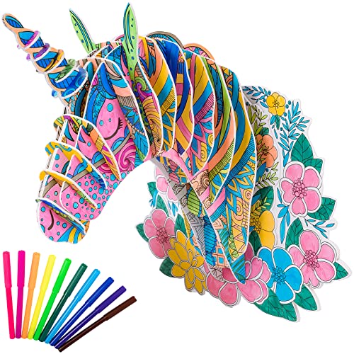 Hautton Set di Puzzle 3D da Colorare, Colorare Arte Creativa Pittura Divertente Set di Artigianato per la Famiglia Attività, Regali di Natale e Capodanno per Bambini sopra i 5 Anni -Unicorno