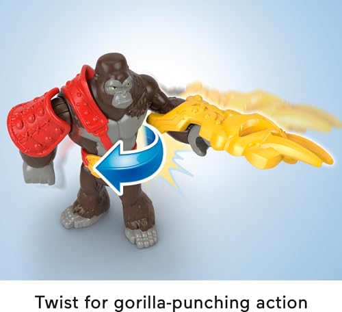 Imaginext - Set Esercito dei Gorilla, include 4 personaggi snodati, 2 scimmie e 2 gorilla, 4 accessori da combattimento e un lancia-arpione per battaglie epiche, giocattolo per bambini, 3+ anni, HML57 - immagine 5