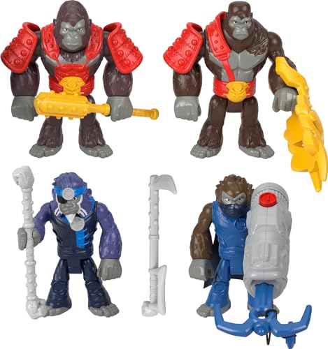 Imaginext - Set Esercito dei Gorilla, include 4 personaggi snodati, 2 scimmie e 2 gorilla, 4 accessori da combattimento e un lancia-arpione per battaglie epiche, giocattolo per bambini, 3+ anni, HML57