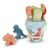 Jouets Ecoiffier- JOUETS ECOIFFIER-462-Secchio Imbottito Decoro Dino 17 cm 2 stampi per Sabbia-Gioco da Spiaggia per Bambini-da 18 Mesi-Origine Francia Garanzia, 462