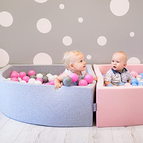 KiddyMoon 200 Palline/7Cm Palline Morbide Colorate Per Piscina Bambini Fatto In EU, Grigio/Bianco/Rosa - immagine 5