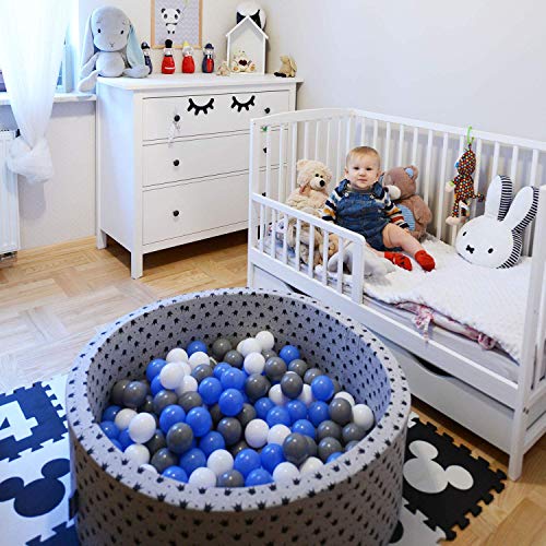 KiddyMoon 200 Palline/7Cm Palline Morbide Colorate Per Piscina Bambini Fatto In EU, Grigio/Bianco/Rosa - immagine 8