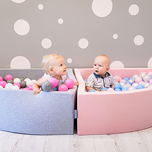 KiddyMoon 90X30cm/300 Palline Piscina di Palline Colorate ∅7Cm per Bambini Quarto Angolare in EU, Grigio Ch:Grigio/Bianco/Rosa - immagine 8