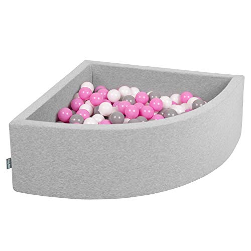 KiddyMoon 90X30cm/300 Palline Piscina di Palline Colorate ∅7Cm per Bambini Quarto Angolare in EU, Grigio Ch:Grigio/Bianco/Rosa - immagine 2