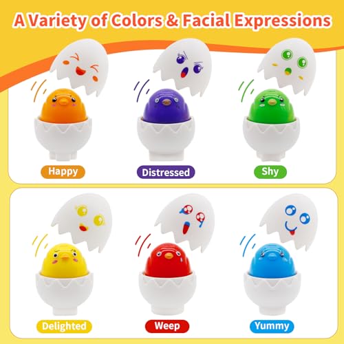 MOONTOY Uova Giocattolo per Bambini 1 anno 6PCS Uova di Abbinate Colore e Forma Riconoscimento Montessori Uova Plastica Giocattoli Giochi Educativi 1 anno Regalo Bambino 1 2 3 anno Maschio Ragazza - immagine 3