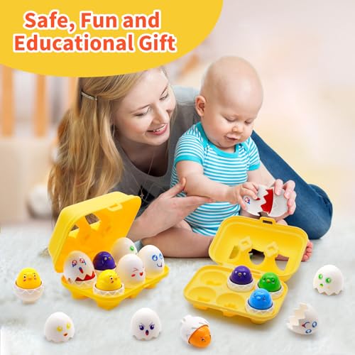 MOONTOY Uova Giocattolo per Bambini 1 anno 6PCS Uova di Abbinate Colore e Forma Riconoscimento Montessori Uova Plastica Giocattoli Giochi Educativi 1 anno Regalo Bambino 1 2 3 anno Maschio Ragazza - immagine 7